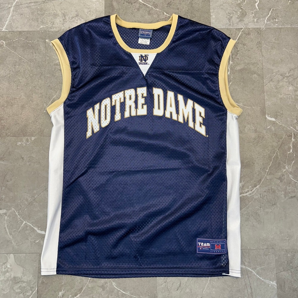 Vintage Notre Dame Fighting Irish Jersey Mens Medium Basketball Mesh Champs